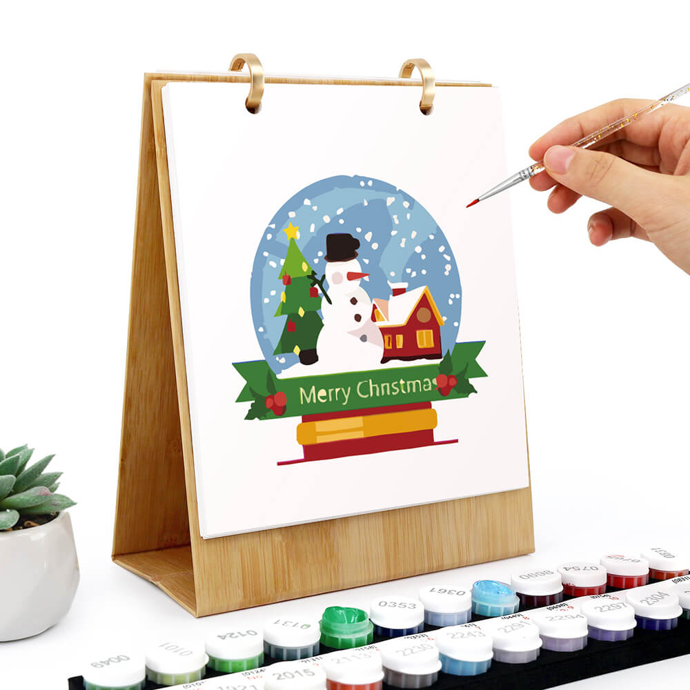 Calendrier de Bureau 2026 | Peinture par Numéros - Ambiance de Noël