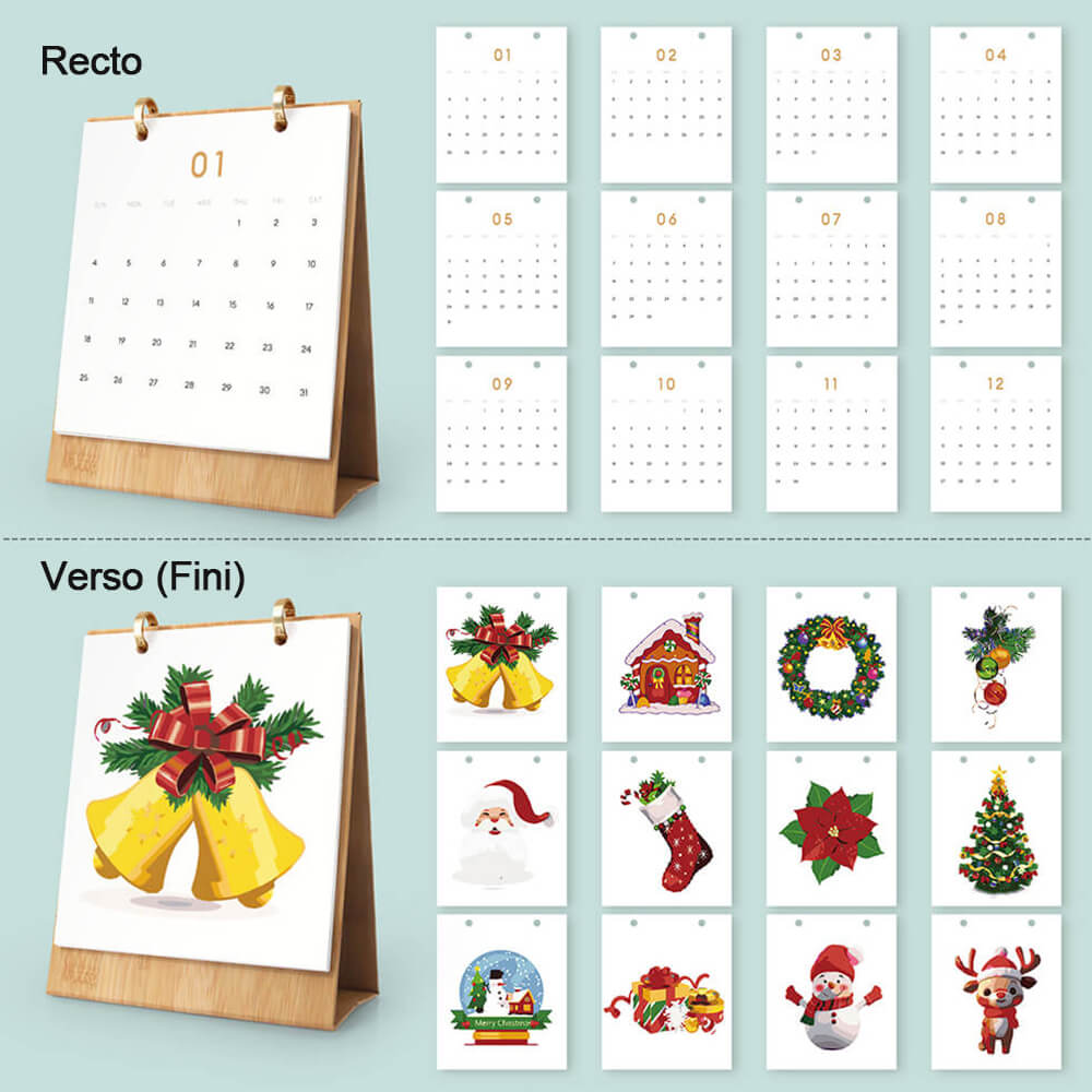 Calendrier de Bureau 2026 | Peinture par Numéros - Ambiance de Noël