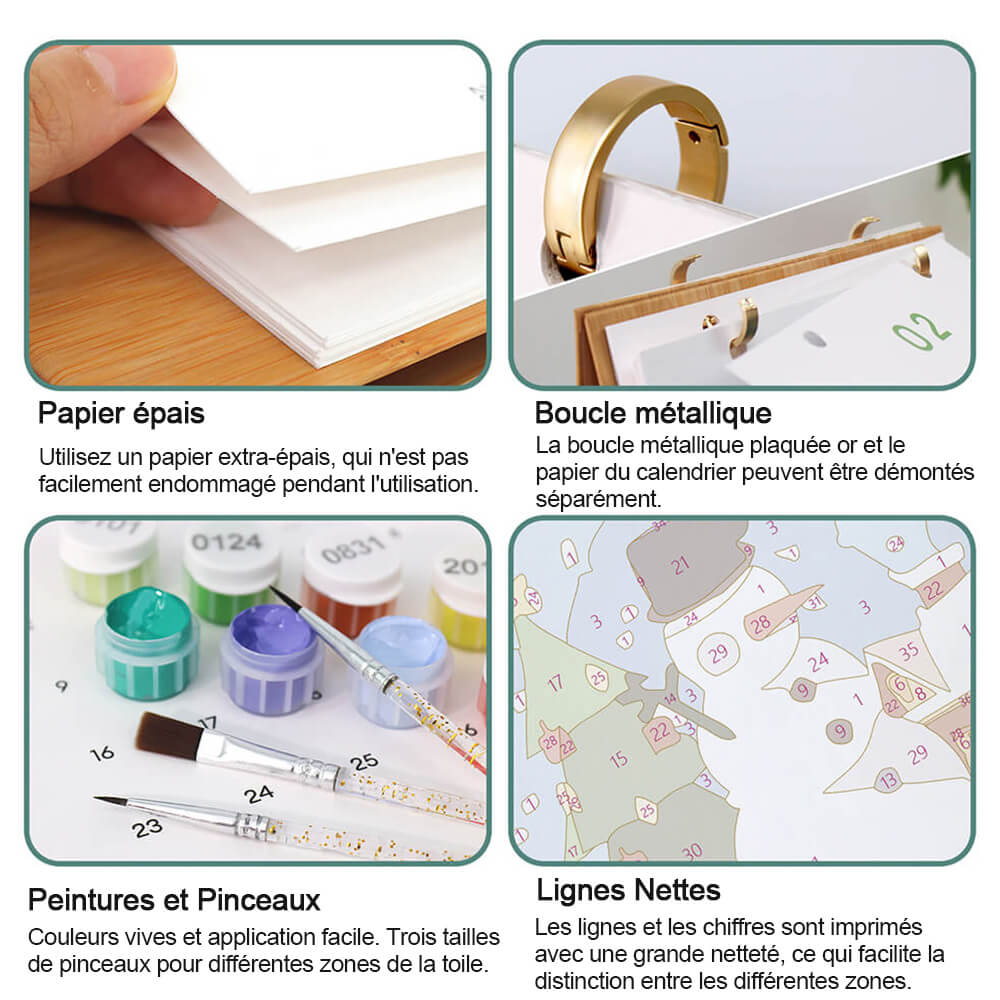 Calendrier de Bureau 2026 | Peinture par Numéros - Ambiance de Noël