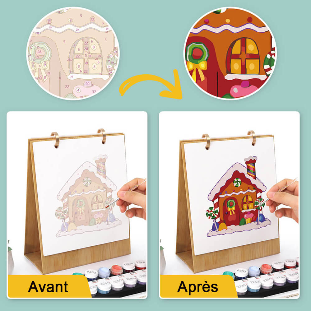 Calendrier de Bureau 2026 | Peinture par Numéros - Ambiance de Noël