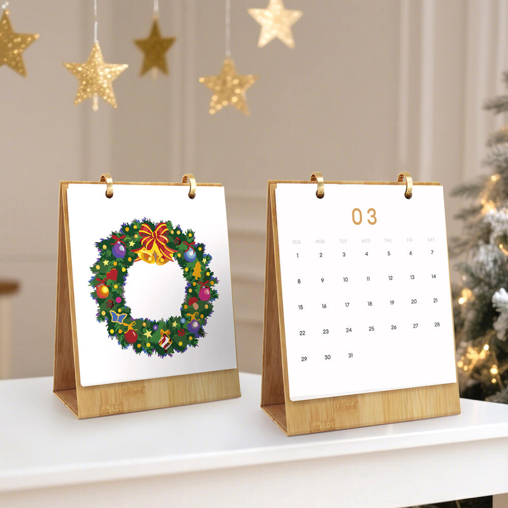 Calendrier de Bureau 2026 | Peinture par Numéros - Ambiance de Noël