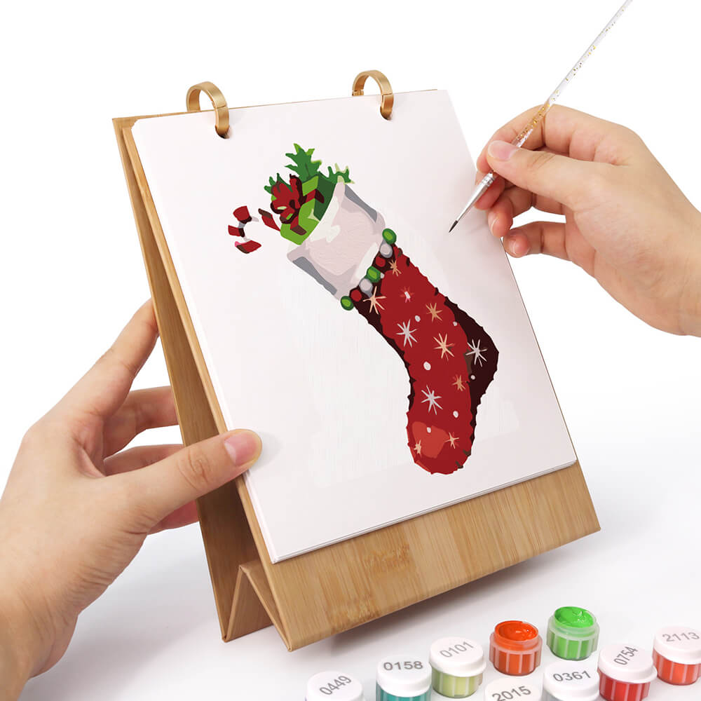 Calendrier de Bureau 2026 | Peinture par Numéros - Ambiance de Noël