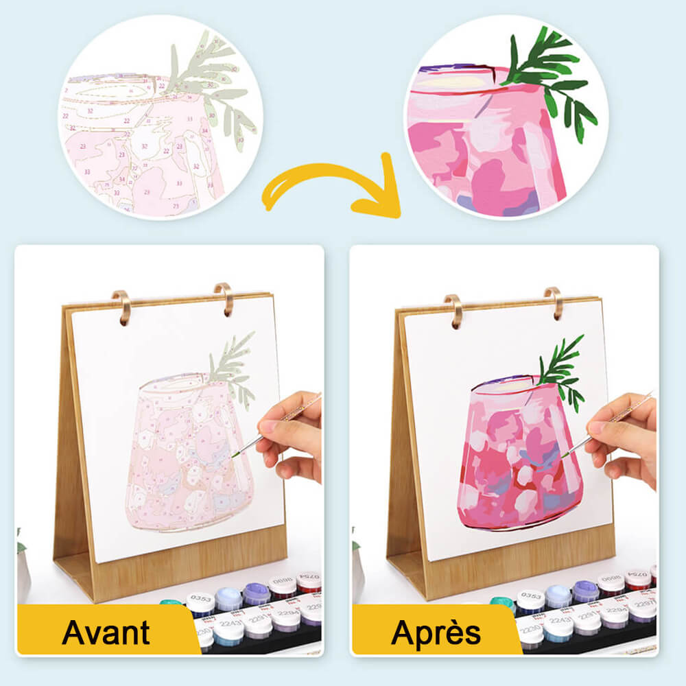 Calendrier de Bureau 2026 Peinture par Numéros | Cocktails Délicieux
