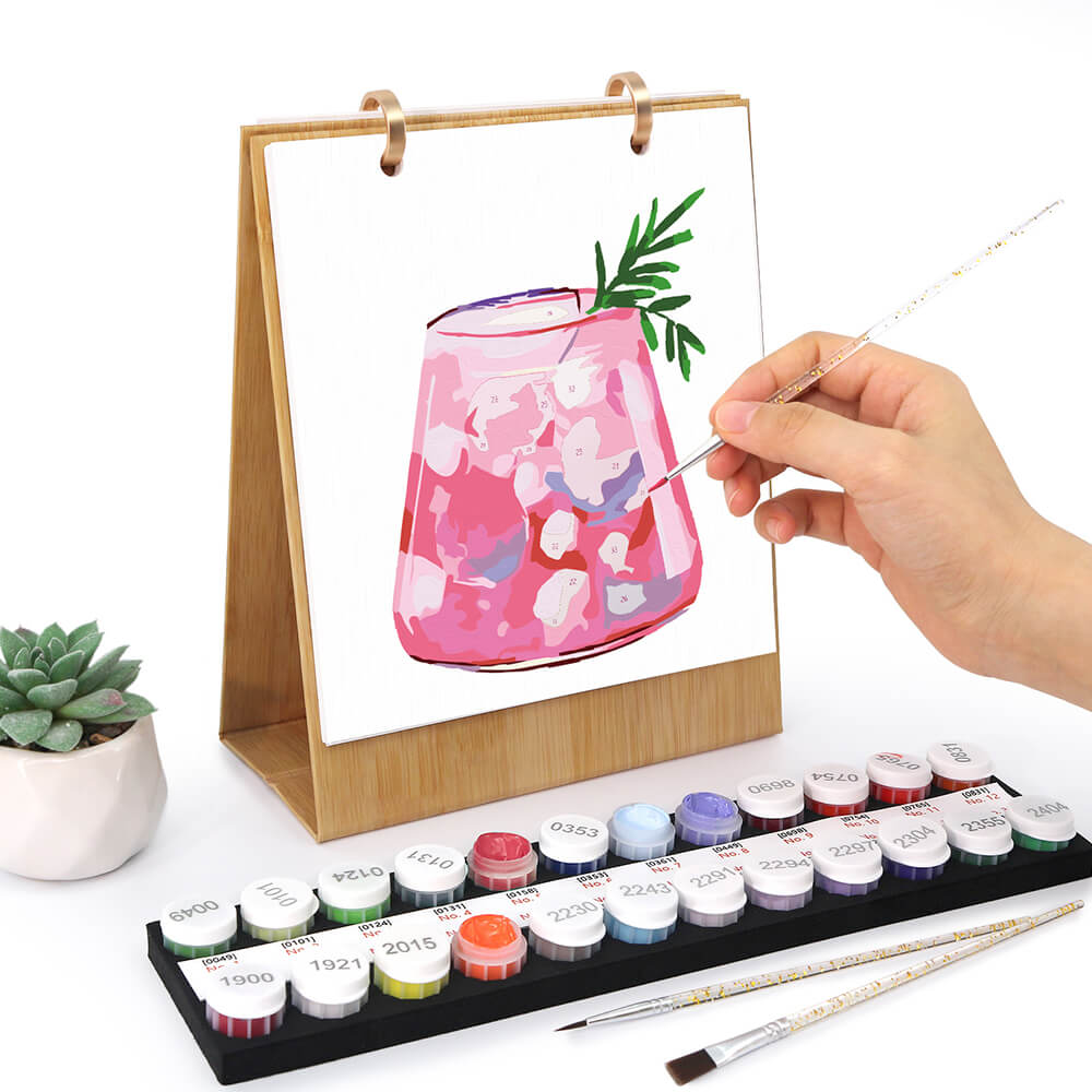 Calendrier de Bureau 2026 Peinture par Numéros | Cocktails Délicieux