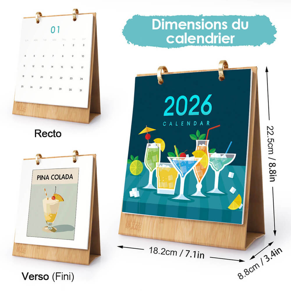 Calendrier de Bureau 2026 Peinture par Numéros | Cocktails Luxueux