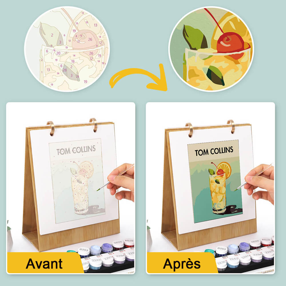 Calendrier de Bureau 2026 Peinture par Numéros | Cocktails Luxueux