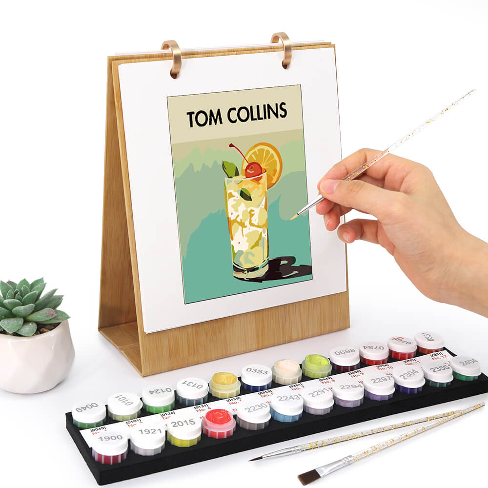 Calendrier de Bureau 2026 Peinture par Numéros | Cocktails Luxueux