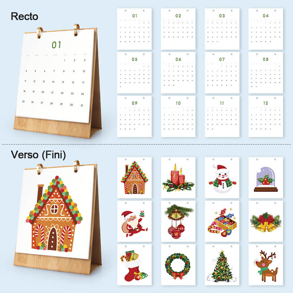 Calendrier de Bureau 2026 Peinture par Numéros | Décorations de Noël