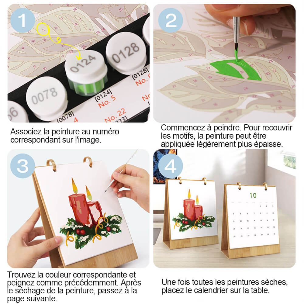 Calendrier de Bureau 2026 Peinture par Numéros | Décorations de Noël