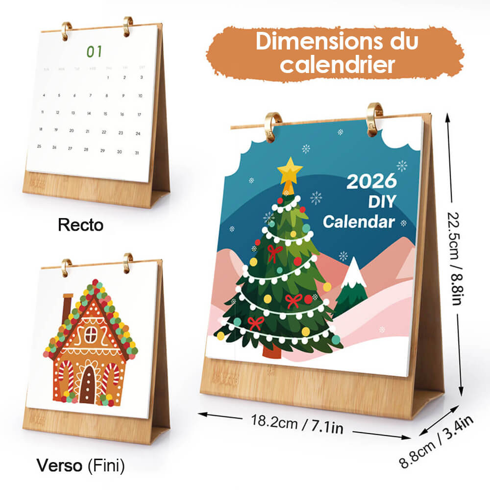 Calendrier de Bureau 2026 Peinture par Numéros | Décorations de Noël