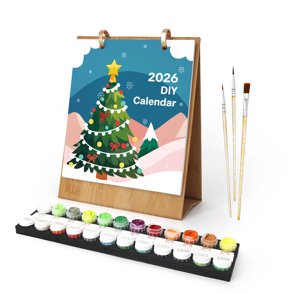 Calendrier de Bureau 2026 Peinture par Numéros | Décorations de Noël