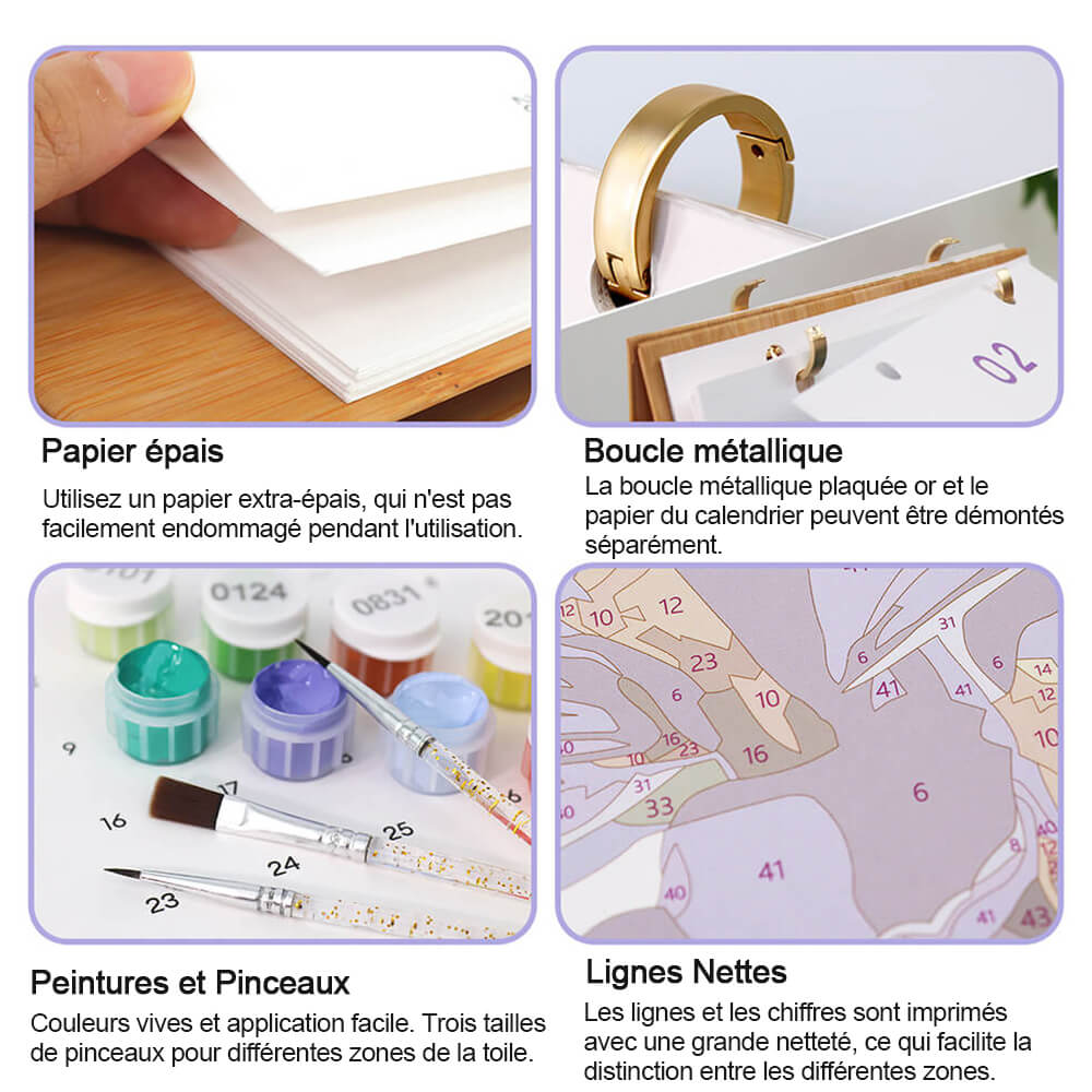 Calendrier de Bureau 2026 Peinture par Numéros | Fleurs Magnifiques