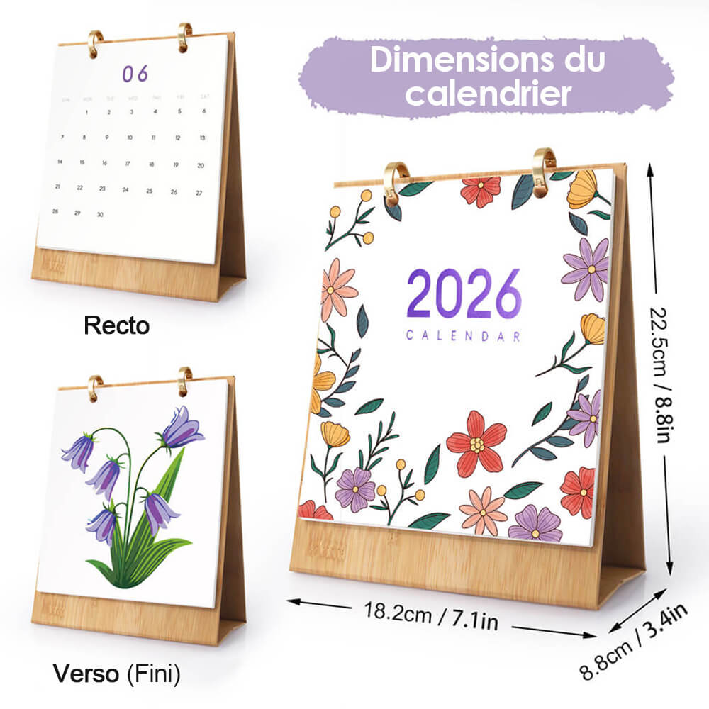 Calendrier de Bureau 2026 Peinture par Numéros | Fleurs Magnifiques