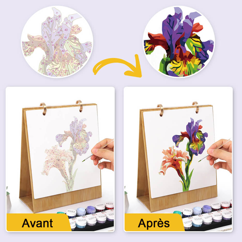 Calendrier de Bureau 2026 Peinture par Numéros | Fleurs Magnifiques