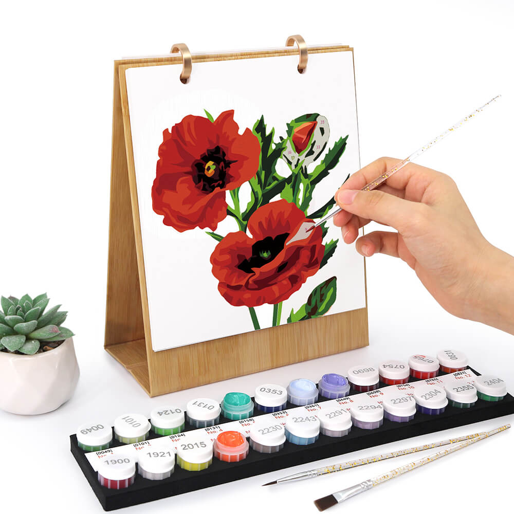 Calendrier de Bureau 2026 Peinture par Numéros | Fleurs Magnifiques