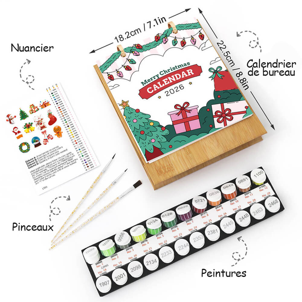 Calendrier de Bureau 2026 Peinture par Numéros | Joyeux Noël