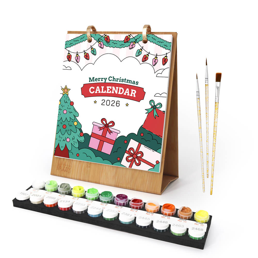 Calendrier de Bureau 2026 Peinture par Numéros | Joyeux Noël