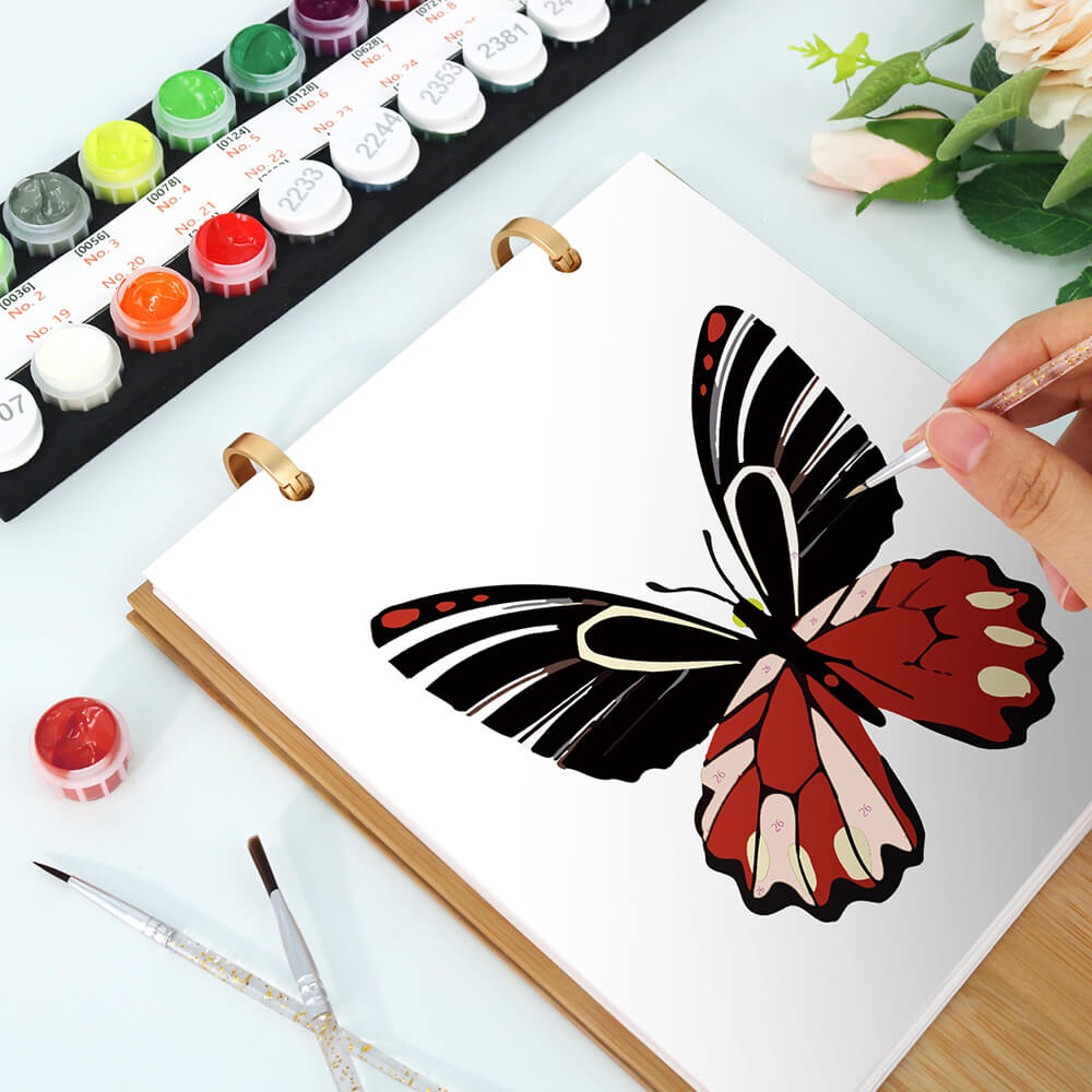 Calendrier de Bureau 2026 Peinture par Numéros | Spécimens de Papillons Colorés