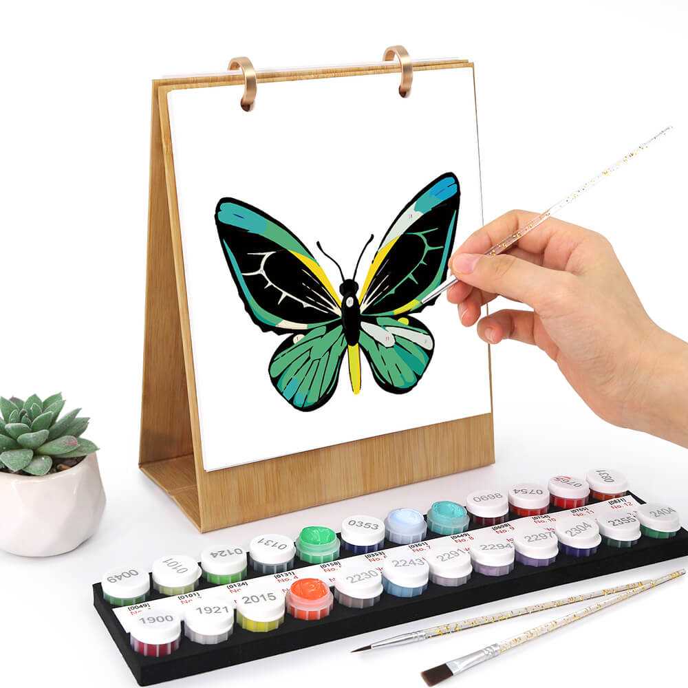 Calendrier de Bureau 2026 Peinture par Numéros | Spécimens de Papillons Colorés
