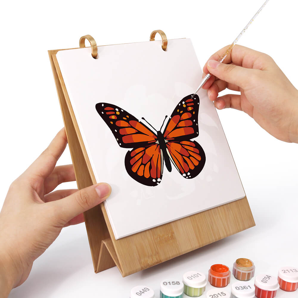 Calendrier de Bureau 2026 Peinture par Numéros | Spécimens de Papillons Colorés