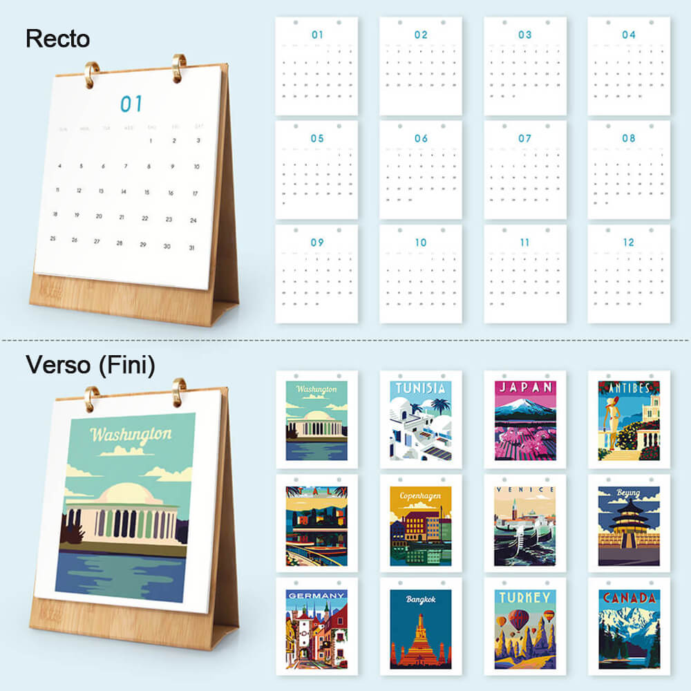 Calendrier de Bureau 2026 Peinture par Numéros | Voyage autour du Monde