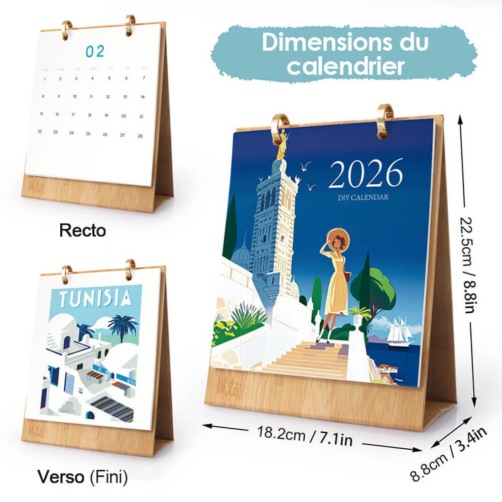 Calendrier de Bureau 2026 Peinture par Numéros | Voyage autour du Monde