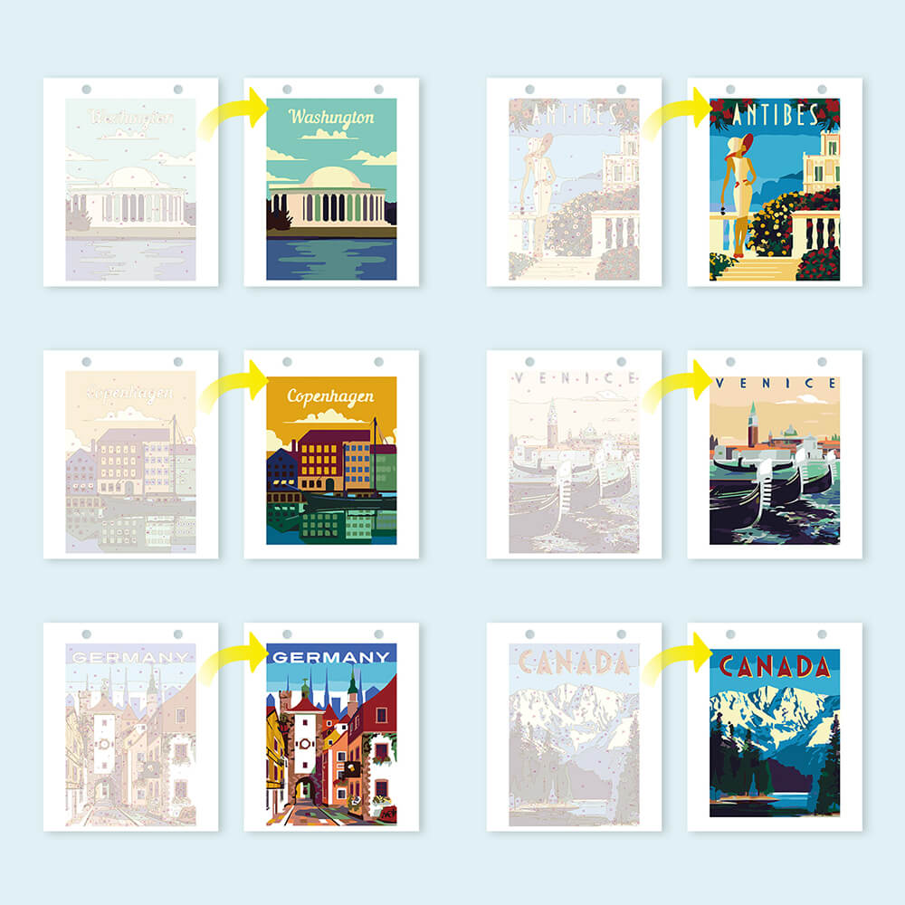 Calendrier de Bureau 2026 Peinture par Numéros | Voyage autour du Monde