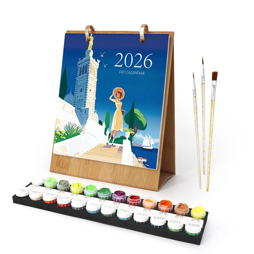 Calendrier de Bureau 2026 Peinture par Numéros | Voyage autour du Monde