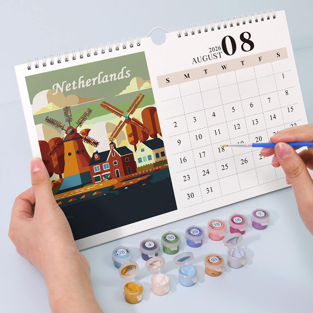 Calendrier Mural 2026 Peinture par Numéros | Monuments Célèbres de Villes