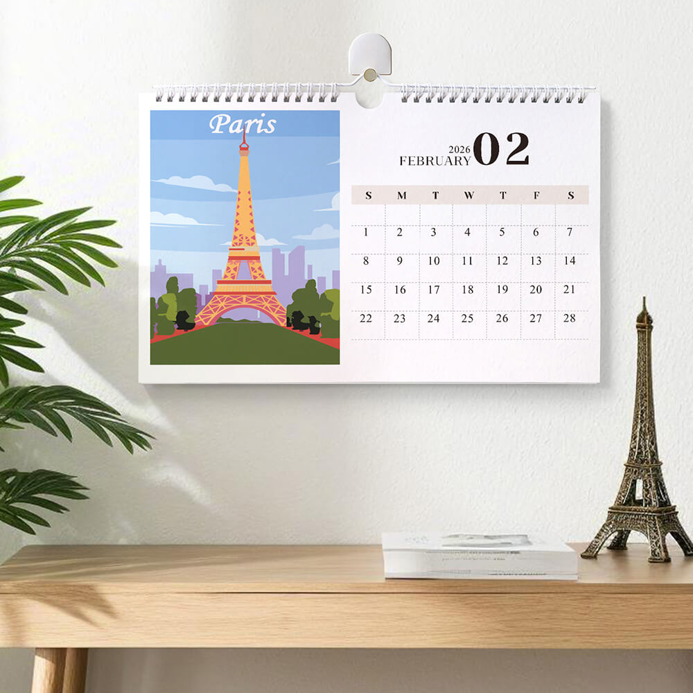 Calendrier Mural 2026 Peinture par Numéros | Monuments Célèbres de Villes