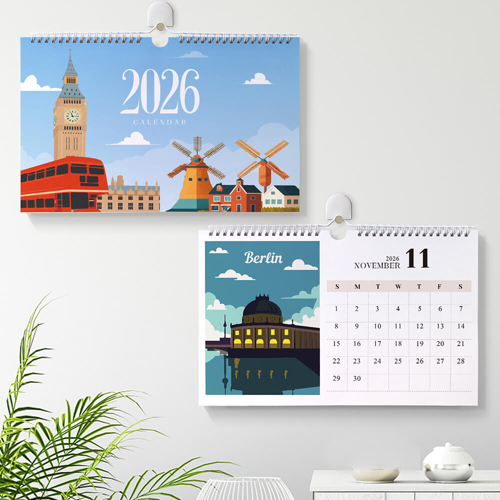 Calendrier Mural 2026 Peinture par Numéros | Monuments Célèbres de Villes