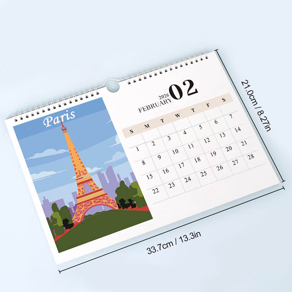 Calendrier Mural 2026 Peinture par Numéros | Monuments Célèbres de Villes