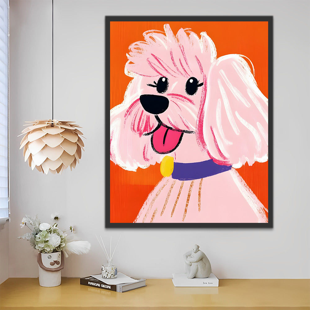Caniche Blanc Super Mignon Peinture par Numéros