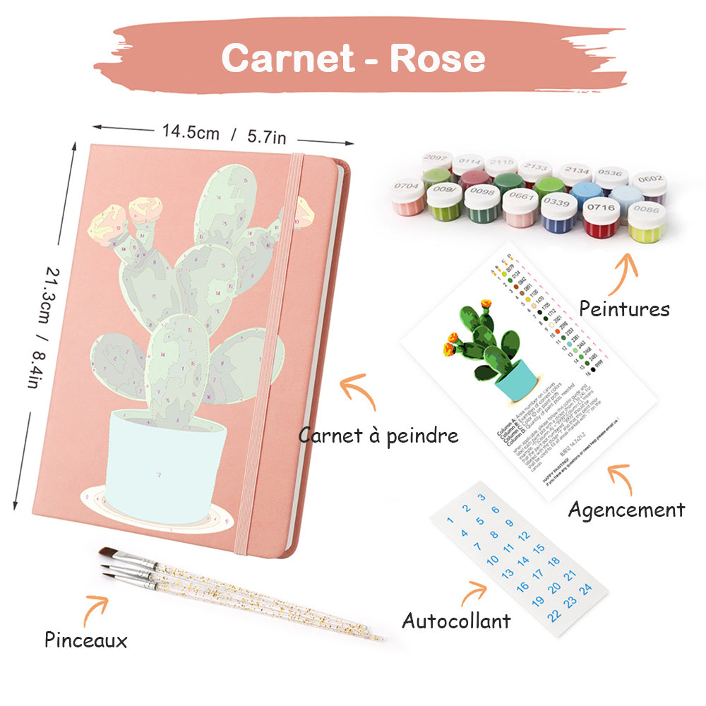 Carnet Cactus Fleuri en Pot Peinture par Numéros