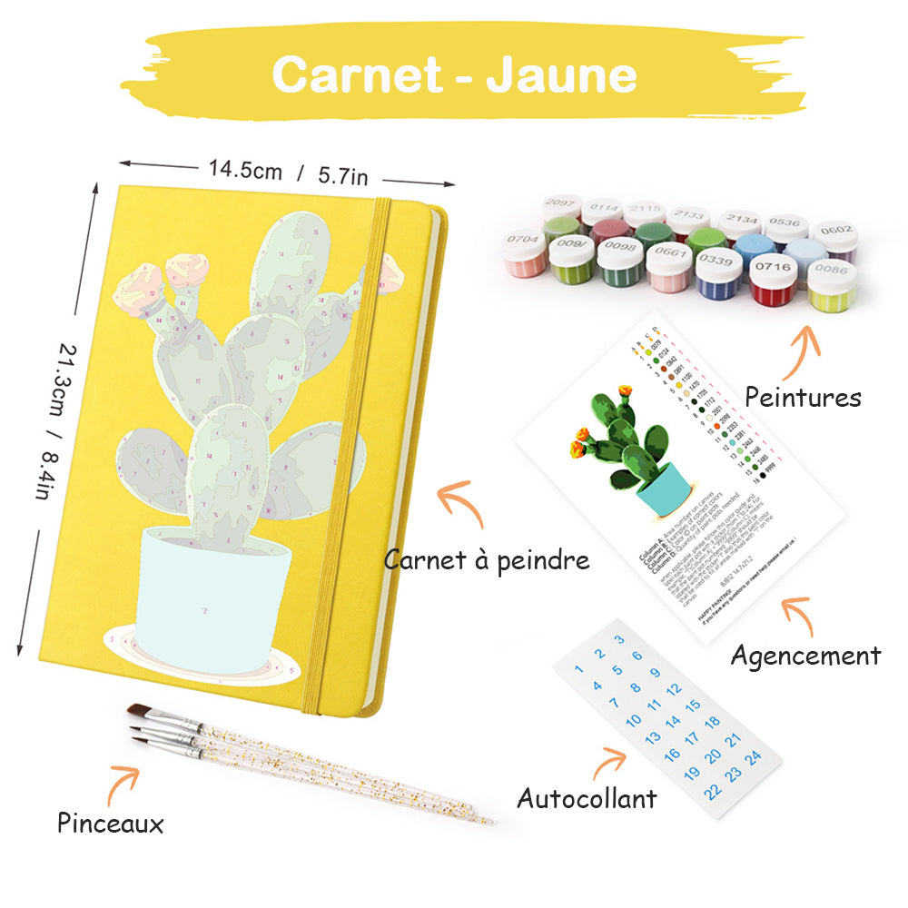 Carnet Cactus Fleuri en Pot Peinture par Numéros