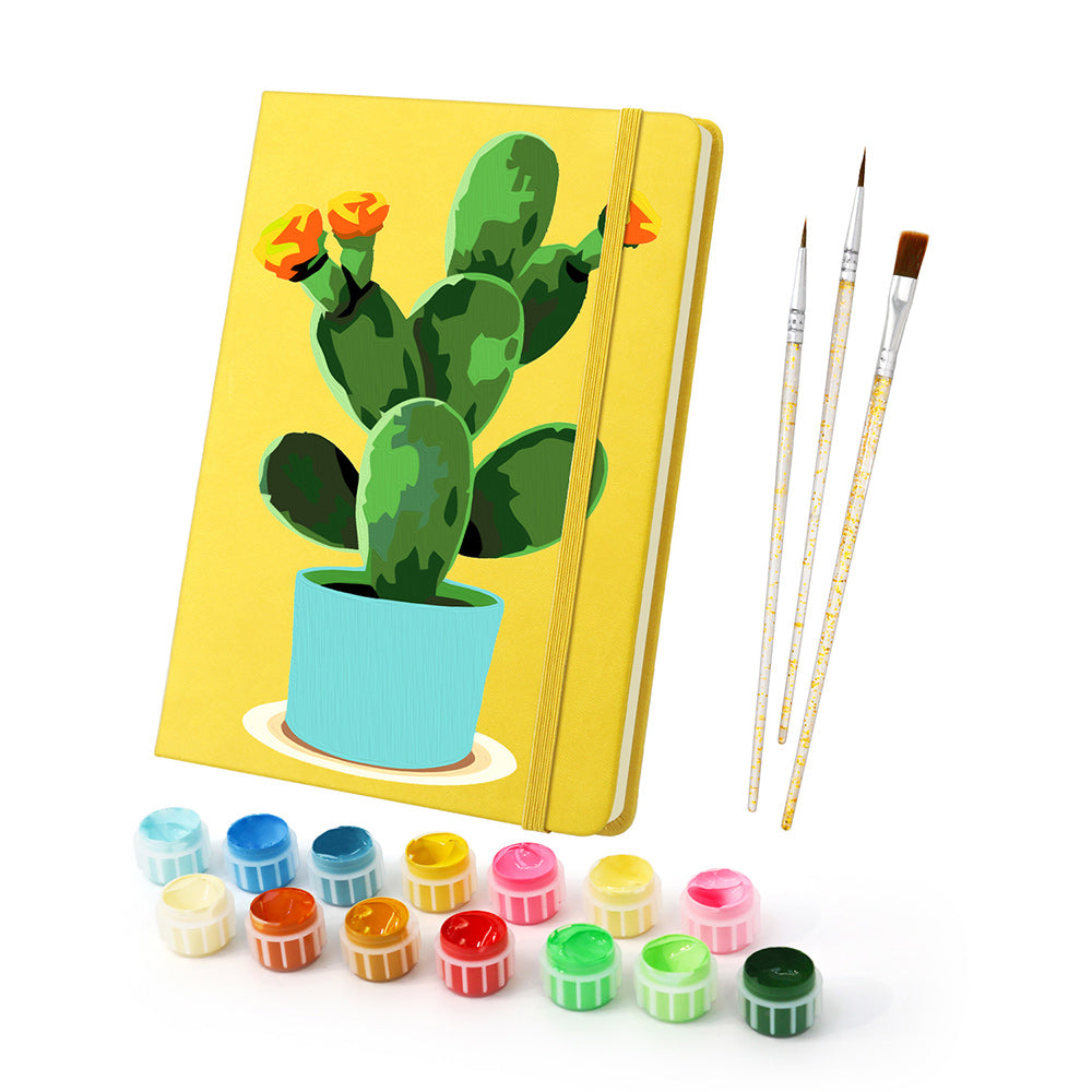 Carnet Cactus Fleuri en Pot Peinture par Numéros