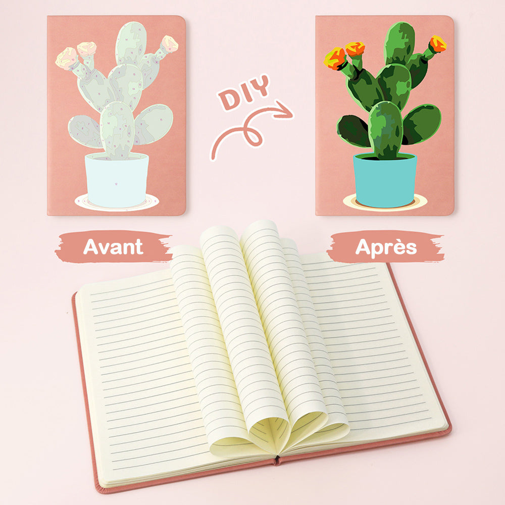 Carnet Cactus Fleuri en Pot Peinture par Numéros