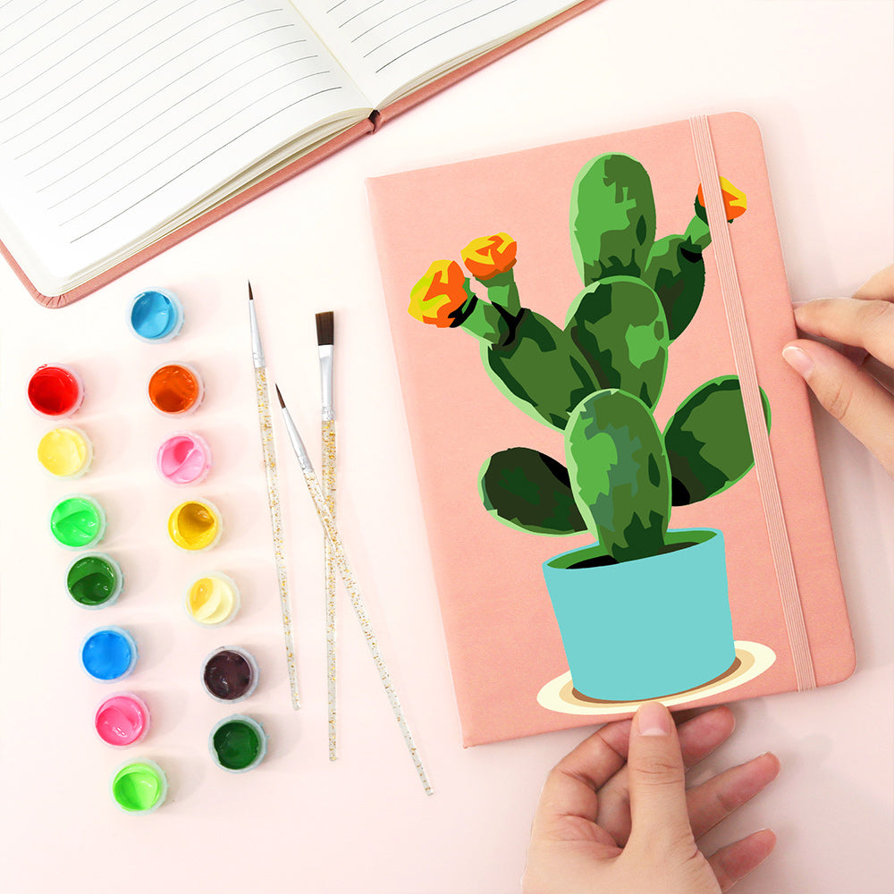 Carnet Cactus Fleuri en Pot Peinture par Numéros