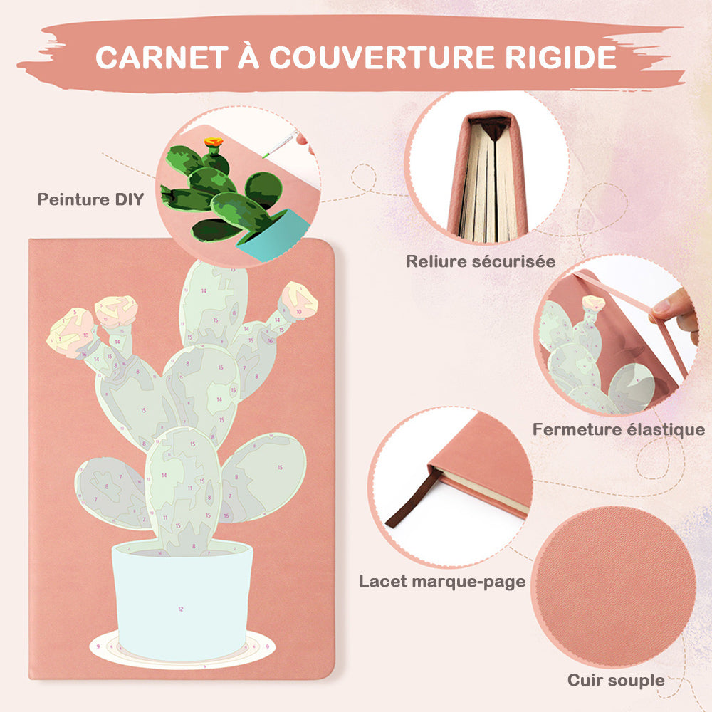 Carnet Cactus Fleuri en Pot Peinture par Numéros