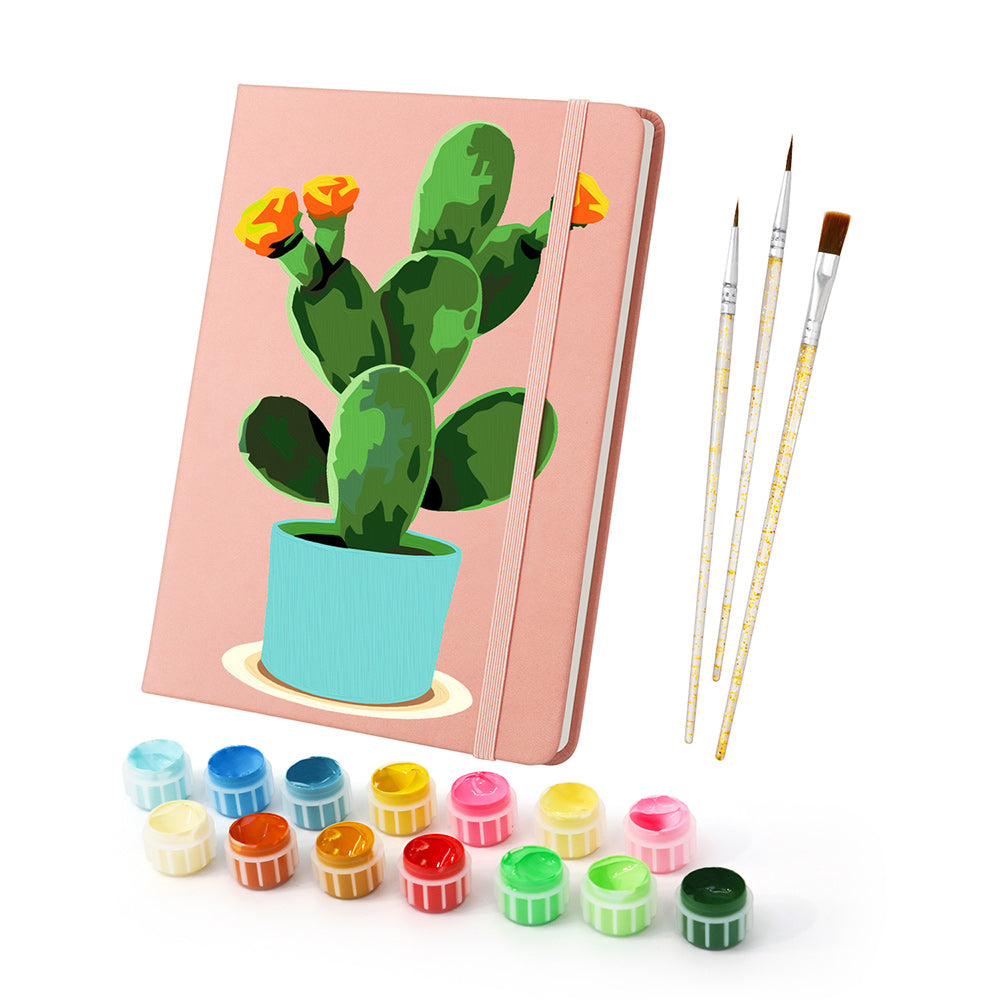 Carnet Cactus Fleuri en Pot Peinture par Numéros