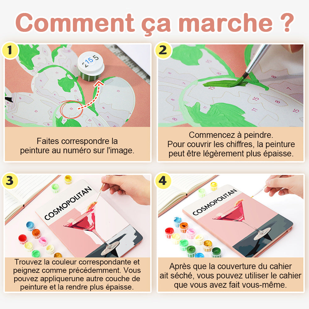 Carnet Cocktail Rouge Peinture par Numéros