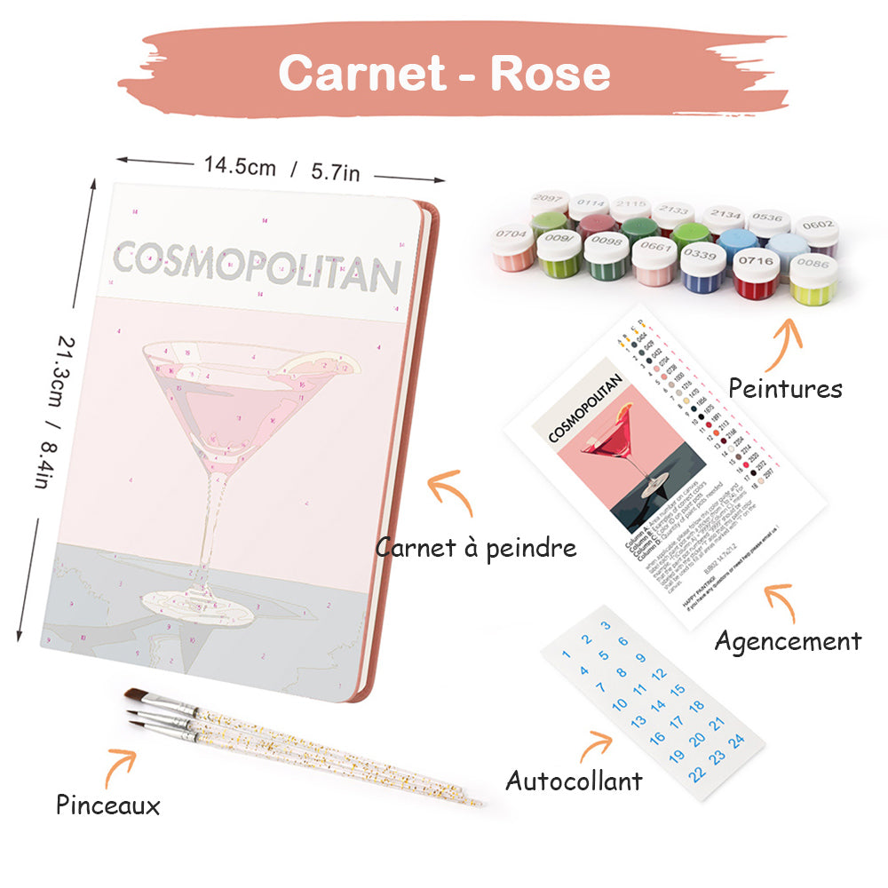 Carnet Cocktail Rouge Peinture par Numéros