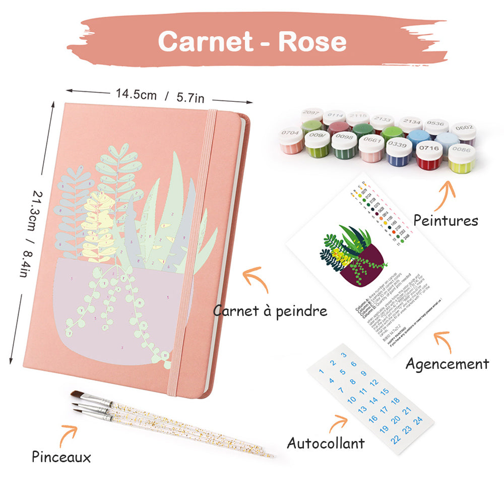 Carnet Plantes en Pot Vert Émeraude Peinture par Numéros