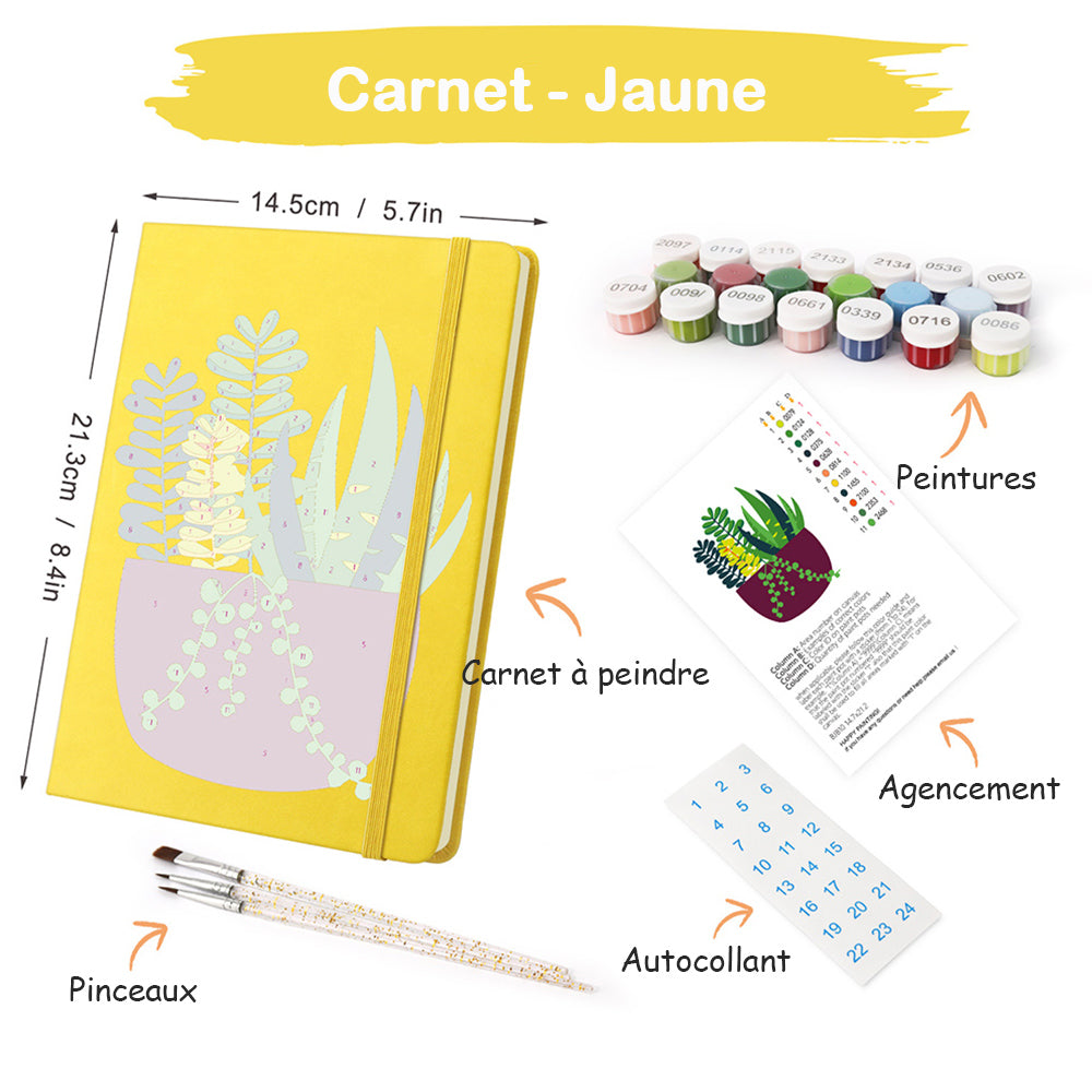 Carnet Plantes en Pot Vert Émeraude Peinture par Numéros