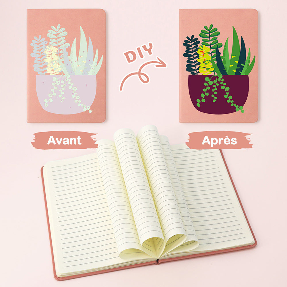 Carnet Plantes en Pot Vert Émeraude Peinture par Numéros