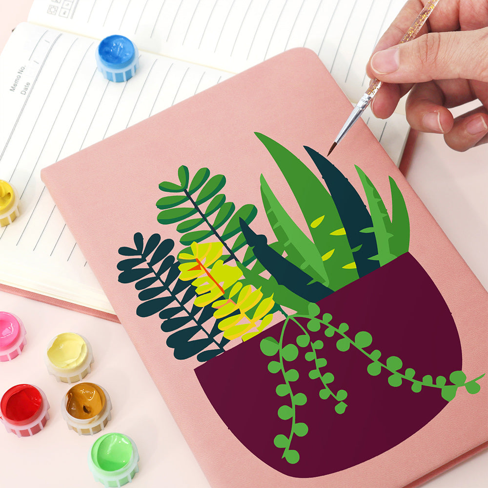 Carnet Plantes en Pot Vert Émeraude Peinture par Numéros