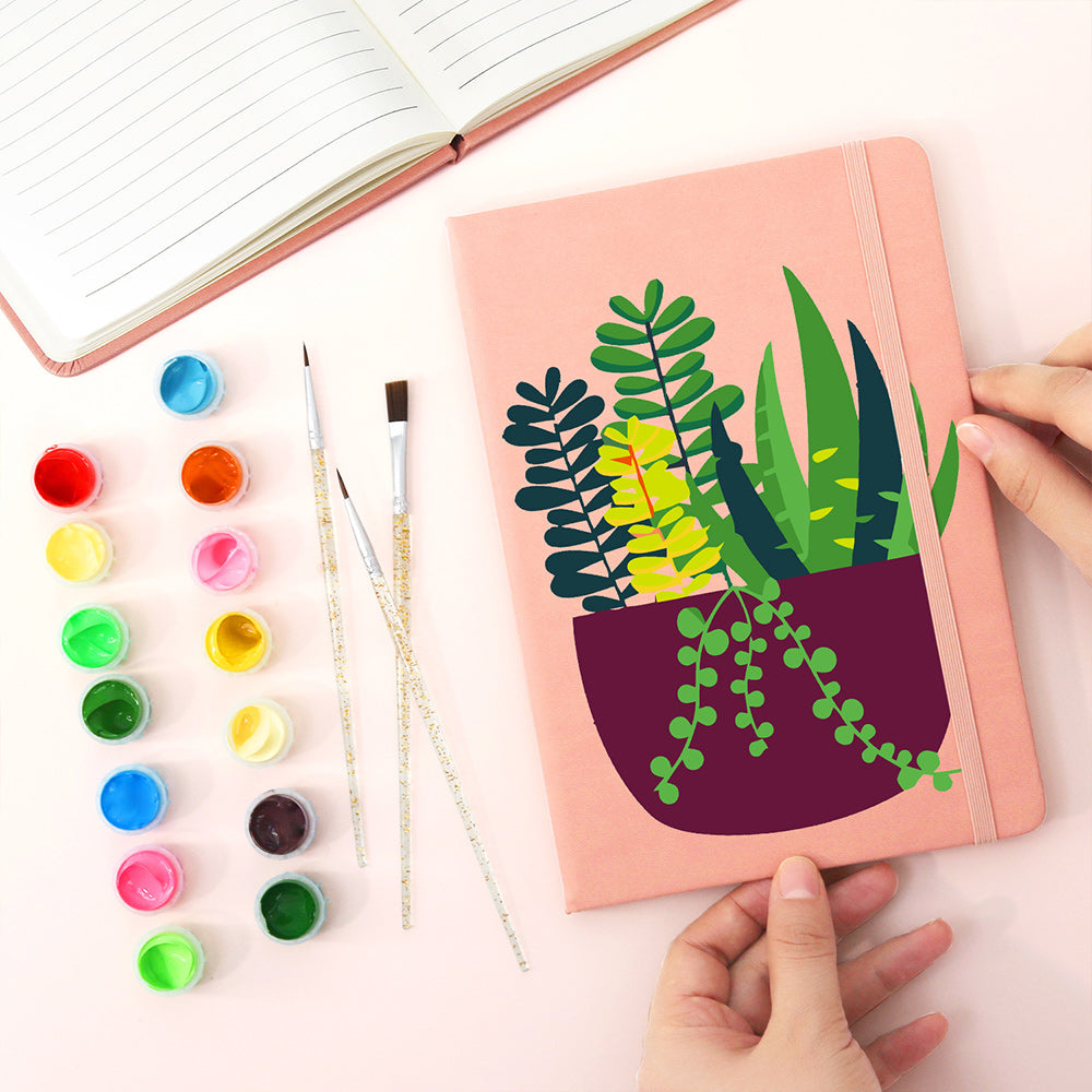 Carnet Plantes en Pot Vert Émeraude Peinture par Numéros
