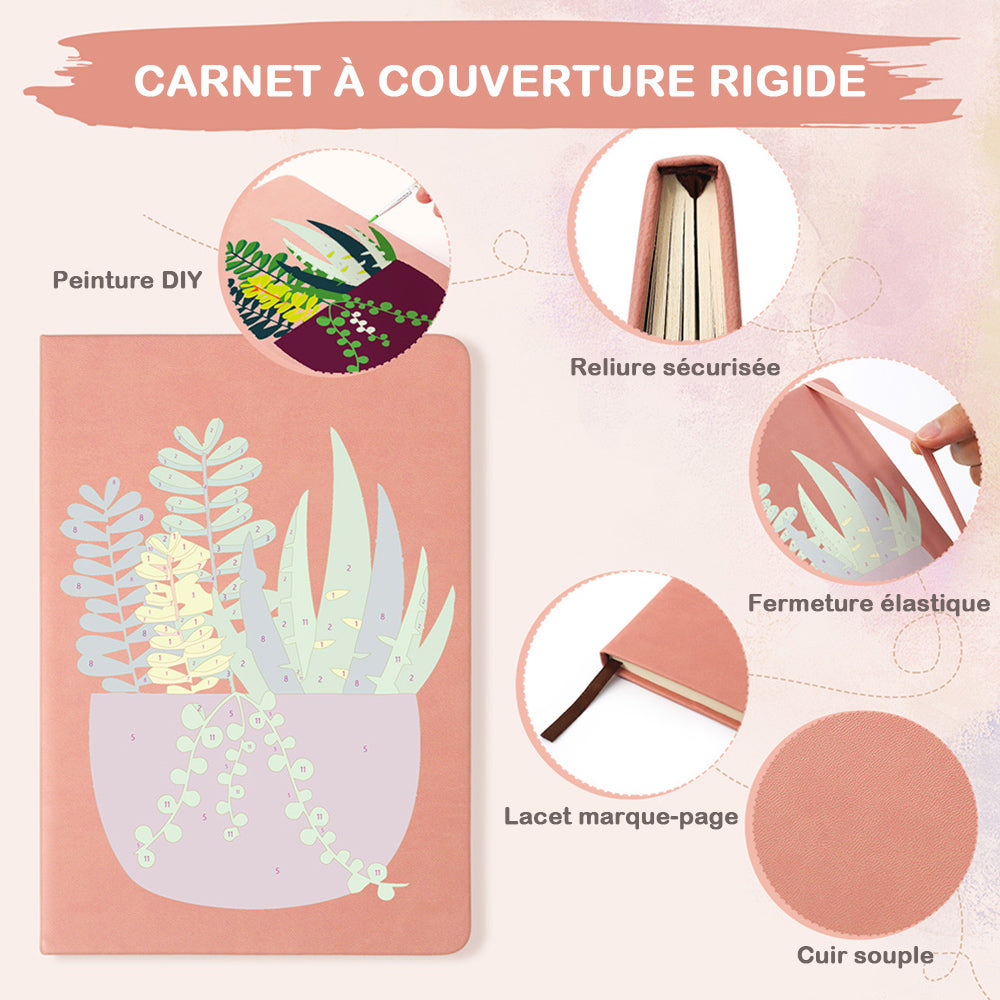 Carnet Plantes en Pot Vert Émeraude Peinture par Numéros