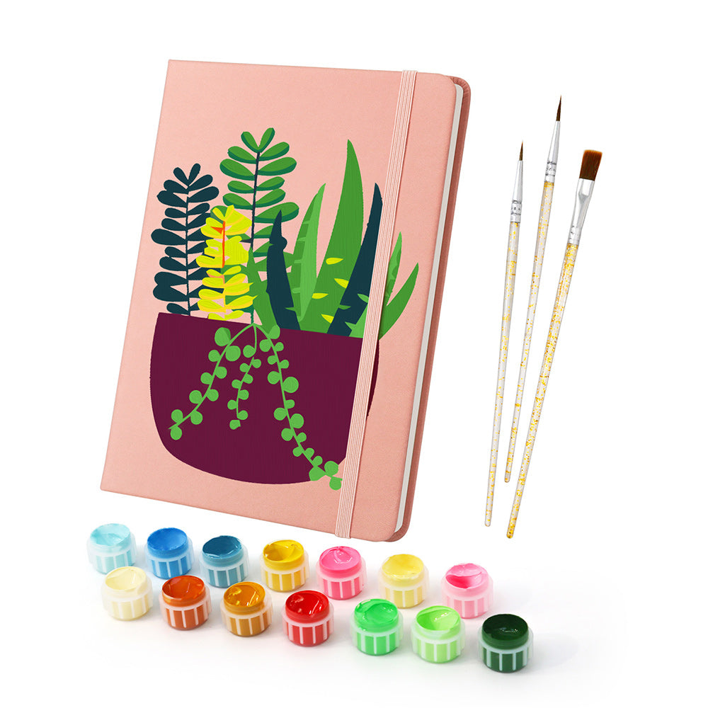 Carnet Plantes en Pot Vert Émeraude Peinture par Numéros