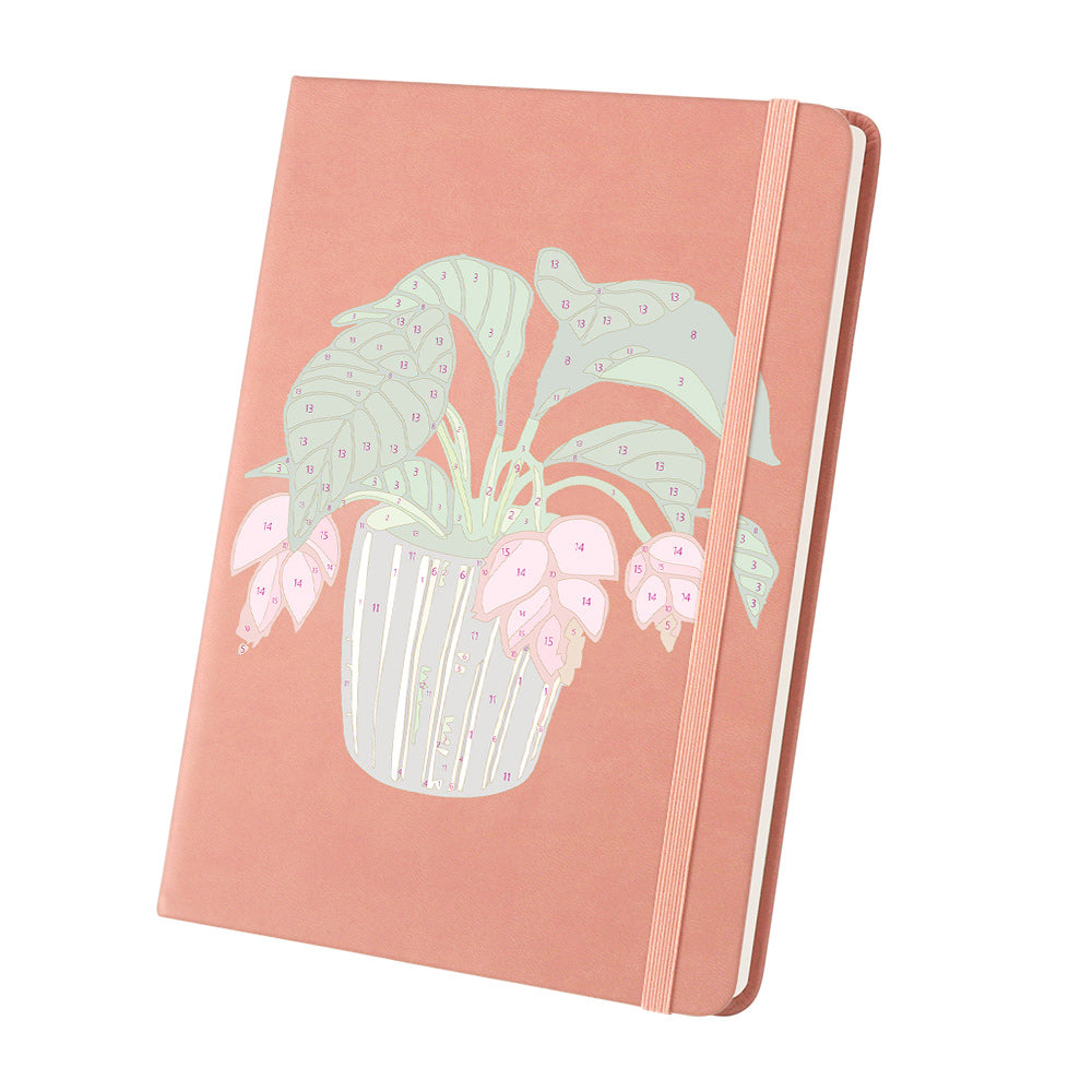 Carnet Plantes Vertes en Pot à Fleurs Rouges Peinture par Numéros